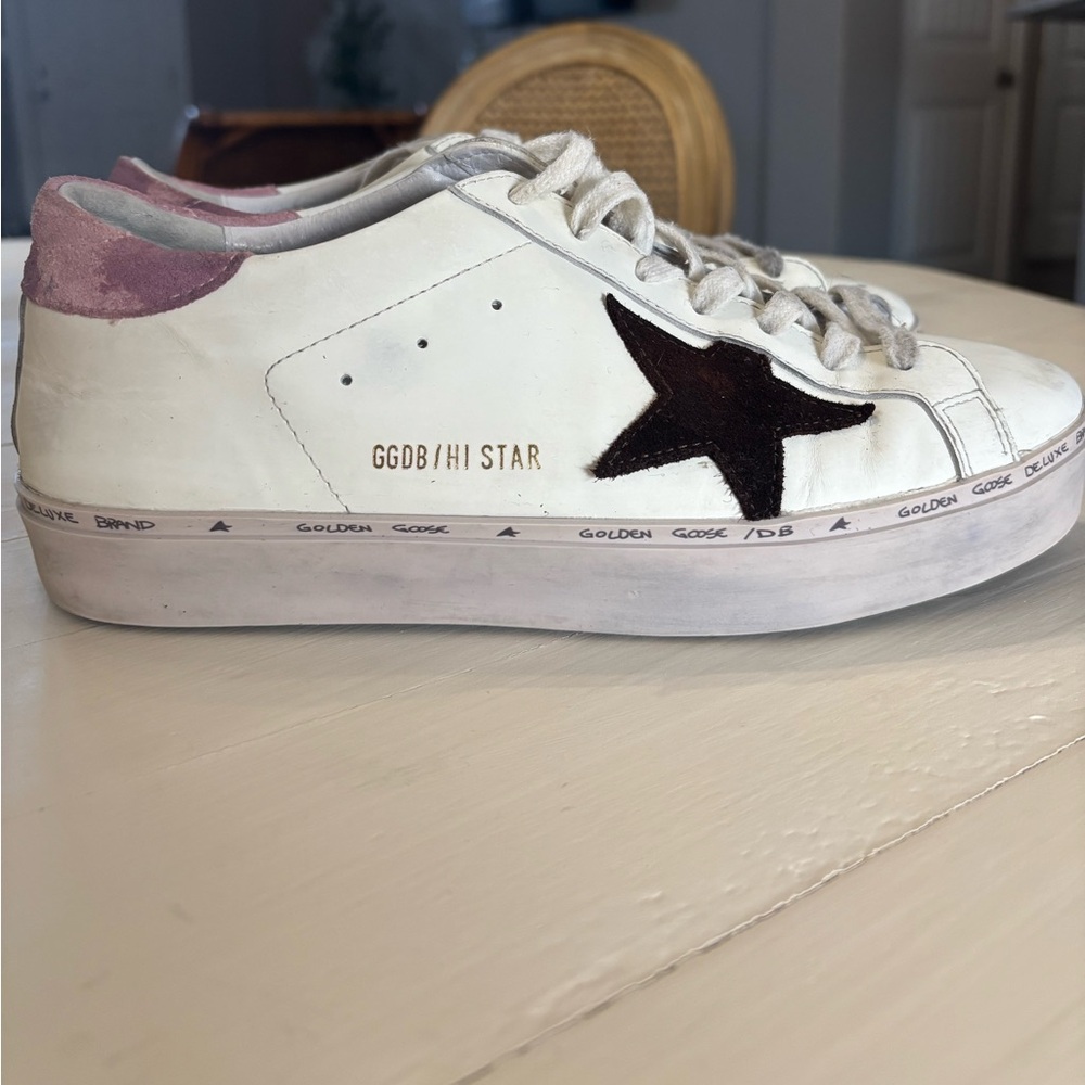 Golden Goose Hi Star White and Pink Sneakers - Size 40